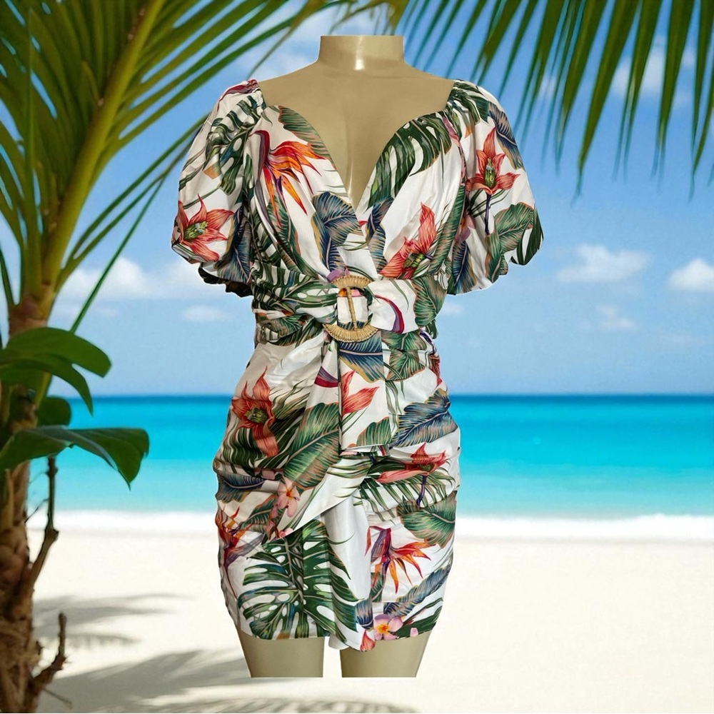 Fashion‎ Tropical Floral Print Dress